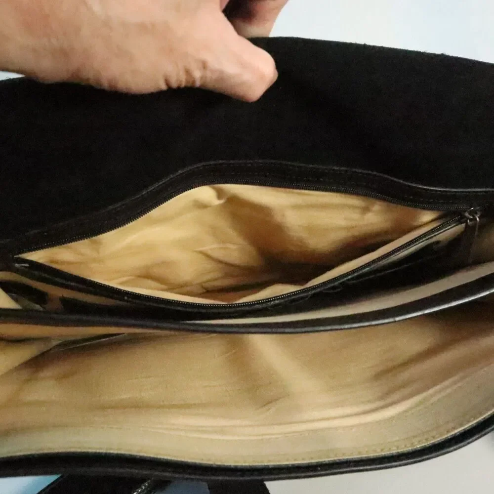 Kenneth Cole Leather Briefcase lap top tote Bag Black 16